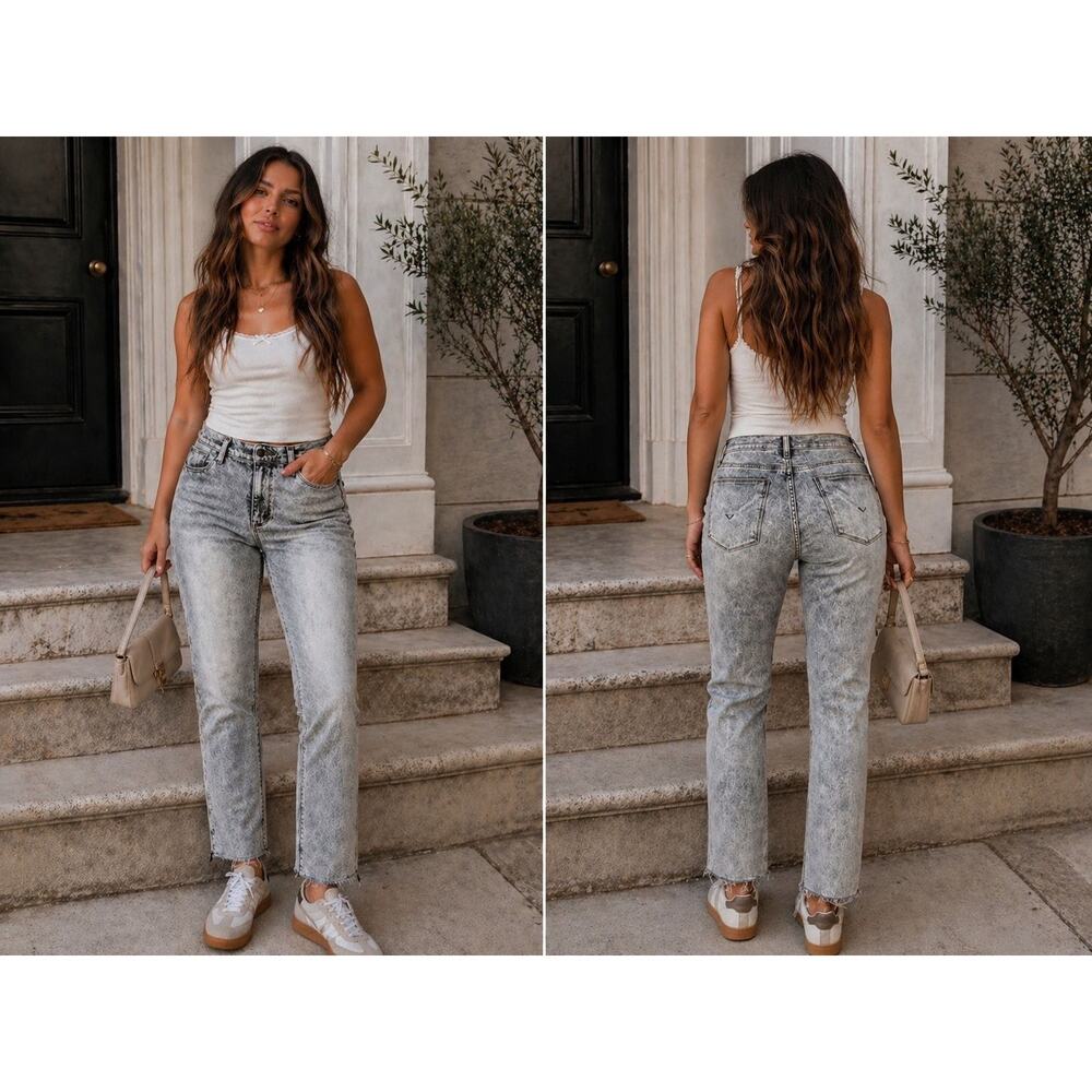 Hudson Nico Mid Rise Crop Super Skinny Jeans Women's 30 Acid Wash Denim Raw Hem
